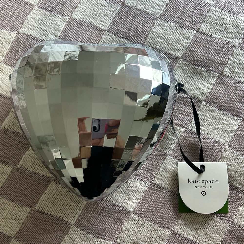 NWT Kate Spade New York x Target Silver Disco Heart Crossbody Bag